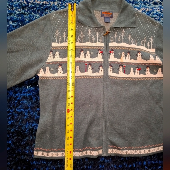 Woolrich Sweater Full Zip Up Cardigan With Snowmen - Picture 7 of 9